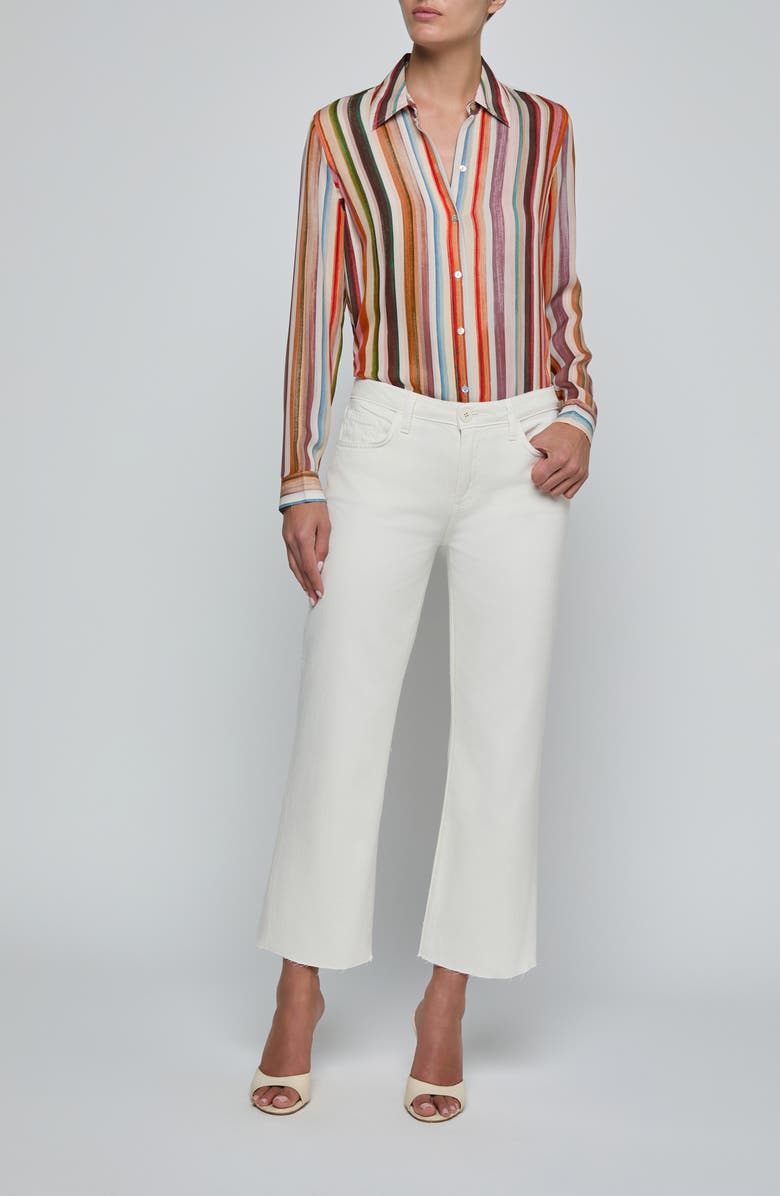 L'AGENCE Wanda Wide Leg Crop Jeans, Alternate, color, Light Ecru