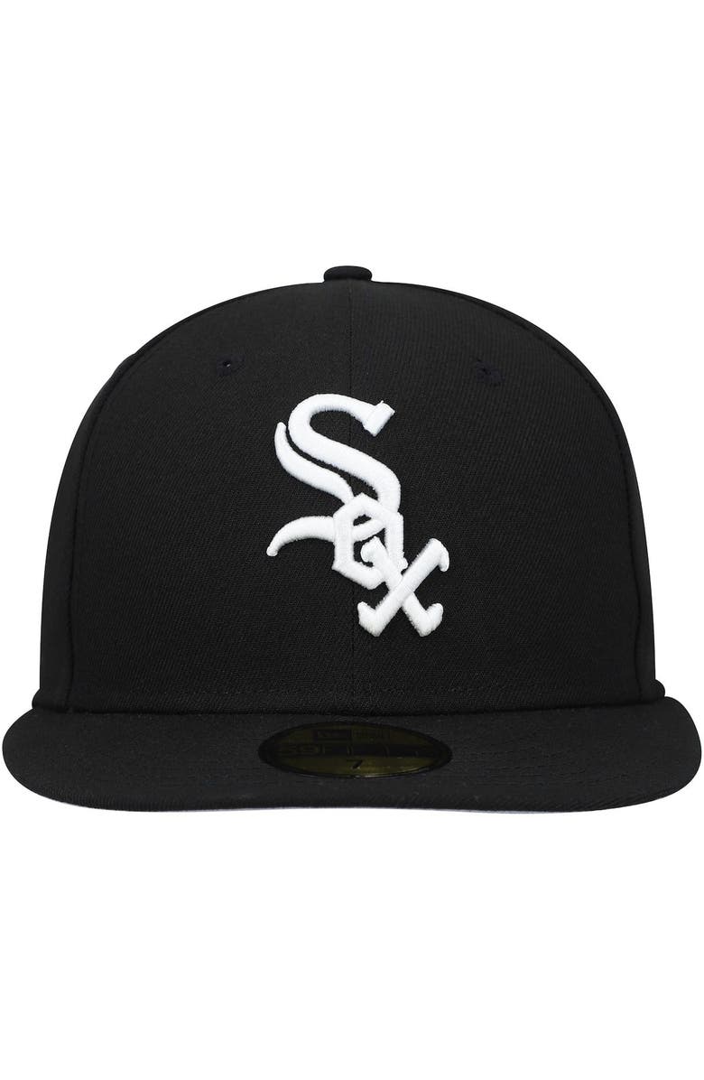New Era Men's New Era Black Chicago White Sox Throwback Authentic Collection 59FIFTY Fitted Hat, Alternate, color,