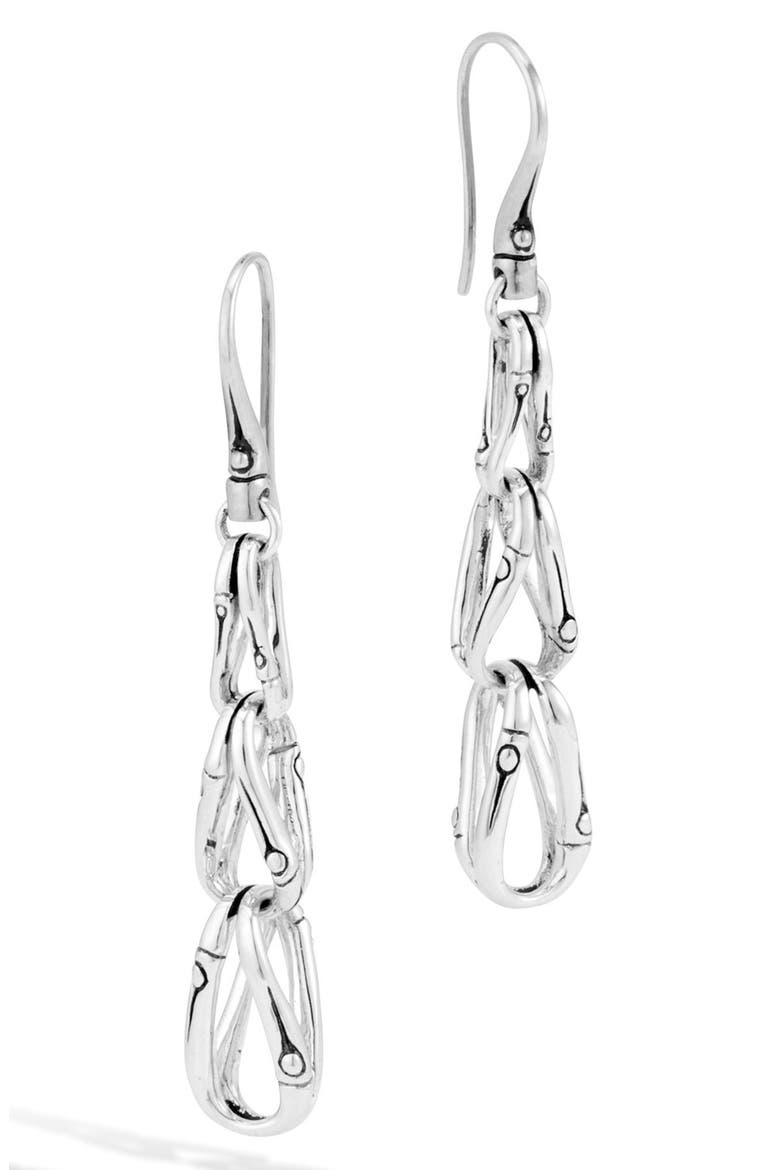Silver Bamboo Drop Earrings, Main, color, SILVER
