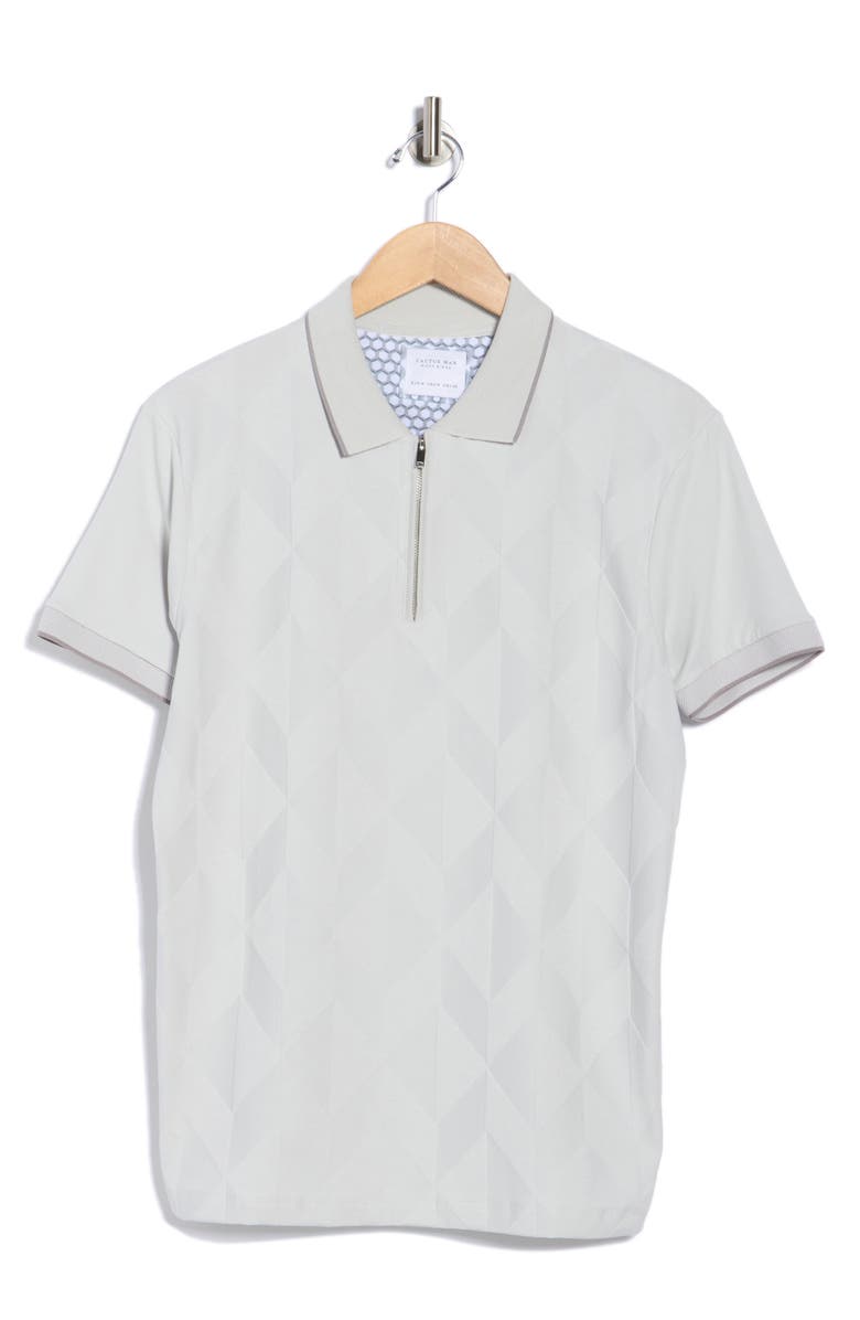 Cactus Man Tipped & Textured Half Zip Polo, Alternate, color, Grey W/ Dark Grey Tipping