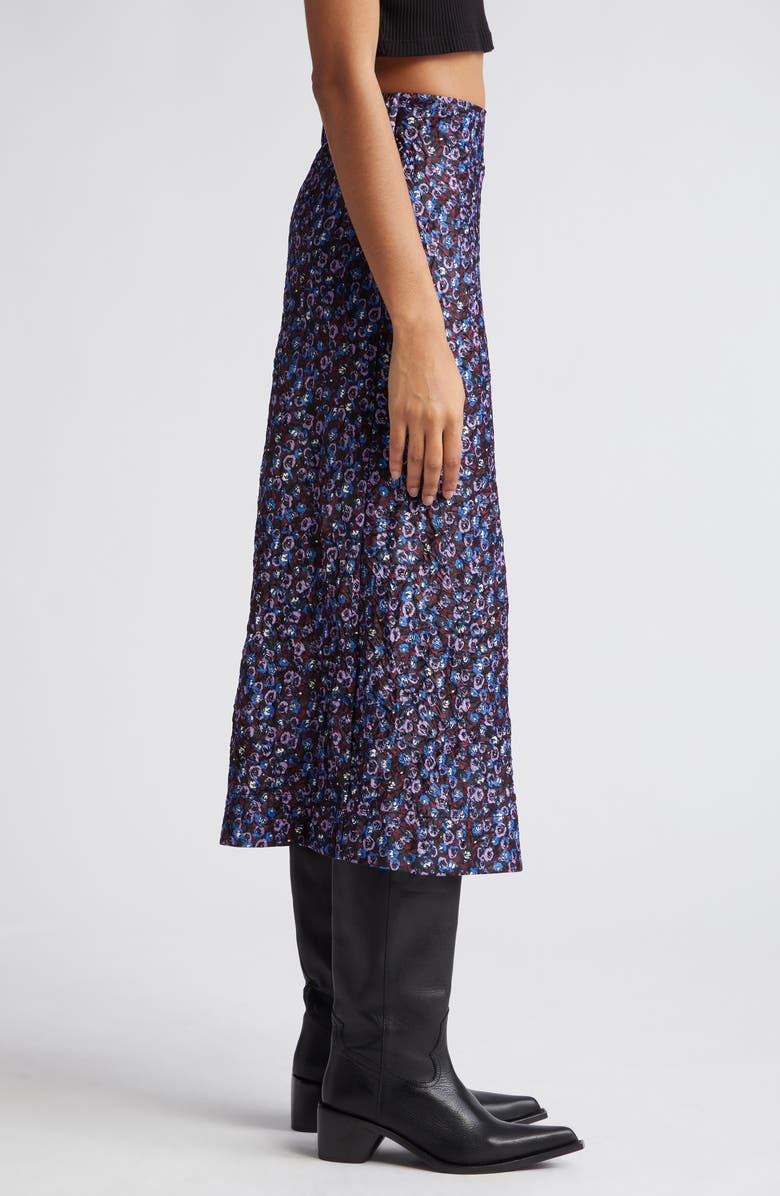 Ganni Crinkle Stretch Satin Midi Skirt, Alternate, color, 
