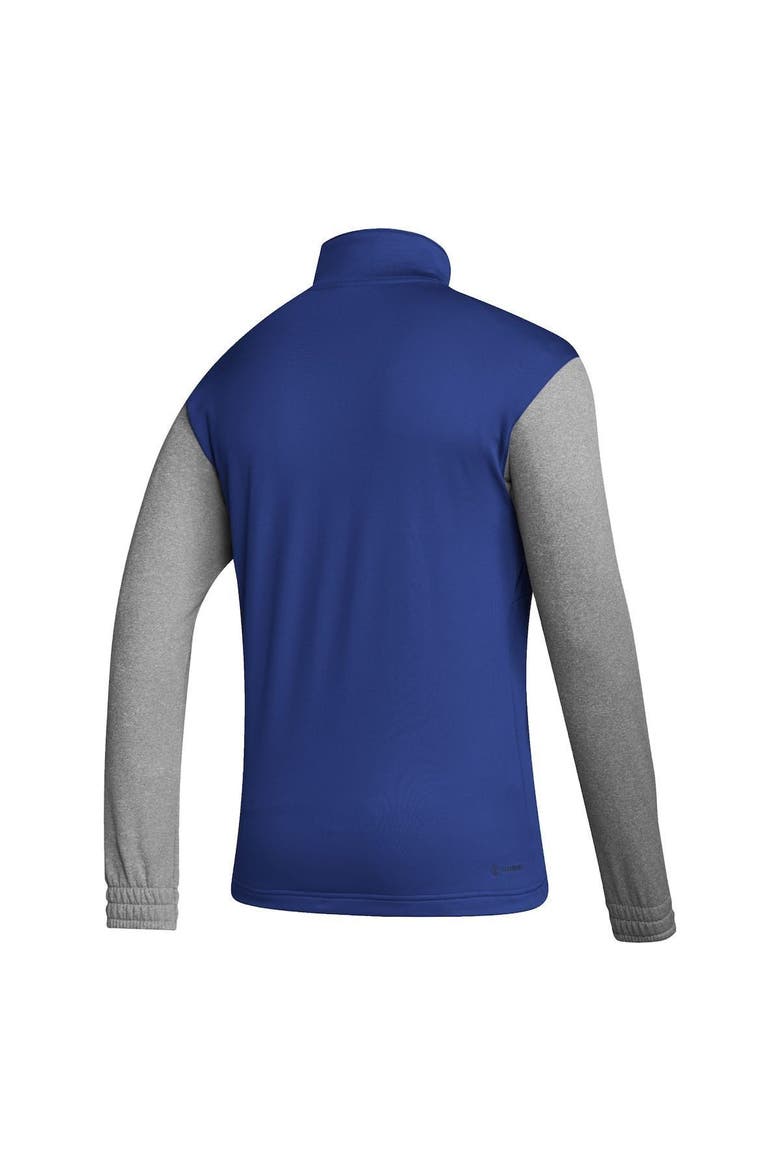 Men's adidas Royal/Heathered Gray Kansas Jayhawks Team AEROREADY Half-Zip Top, Alternate, color, Royal