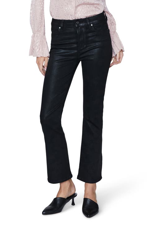 Claudine High Waist Ankle Flare Jeans (Black Fog Luxe Coating)
