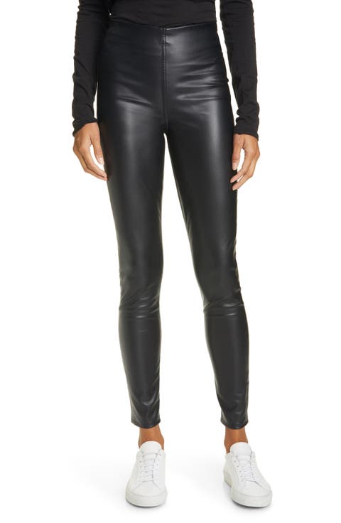 Nina High Waist Pull On Faux Leather Skinny Pants