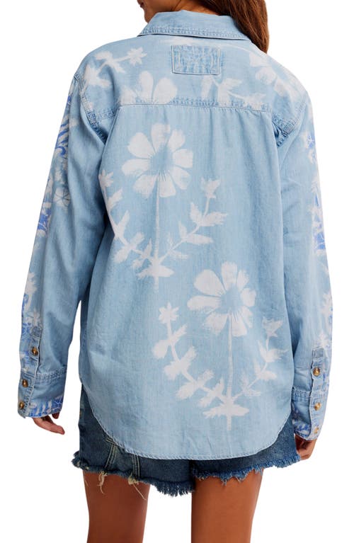 Free People Airbrushed Blossom Denim Shirt