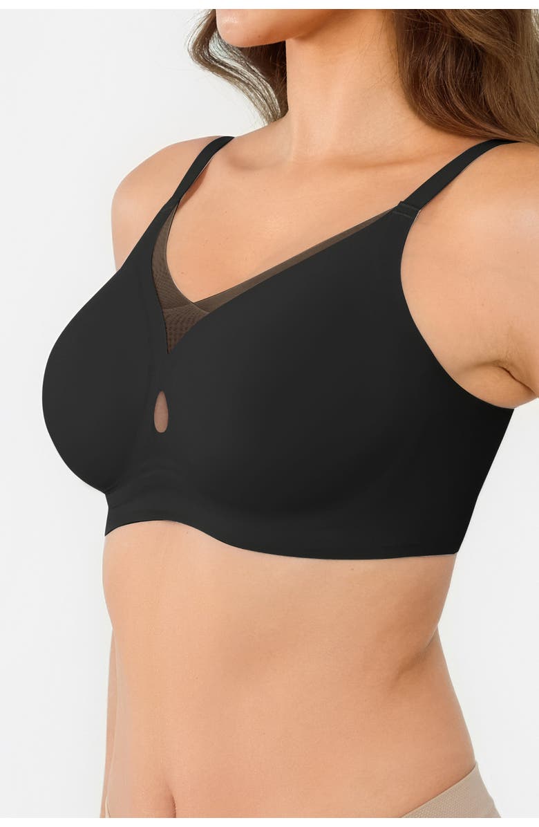 Popilush Seamless Wireless Jelly Leopard Contour Minimizer Support Bra, Alternate, color, Black