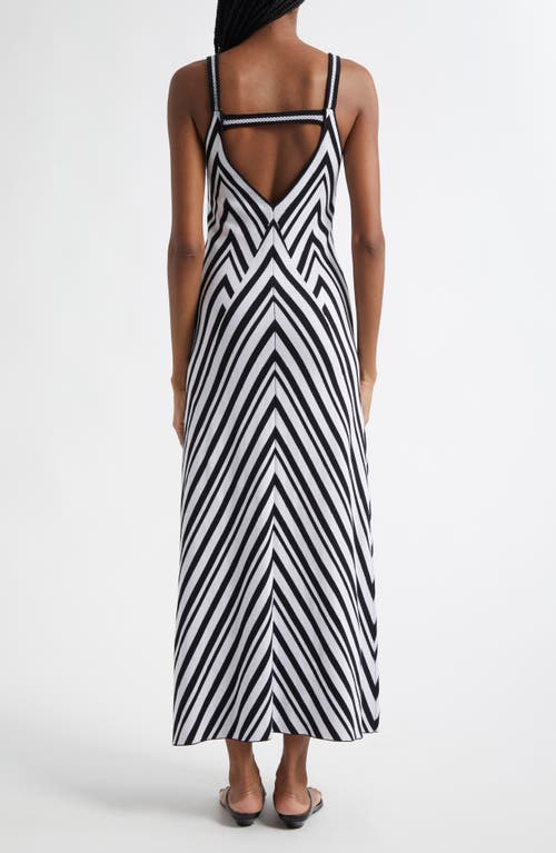 Farm Rio Chevron Stripe Sweater Dress In Black And White