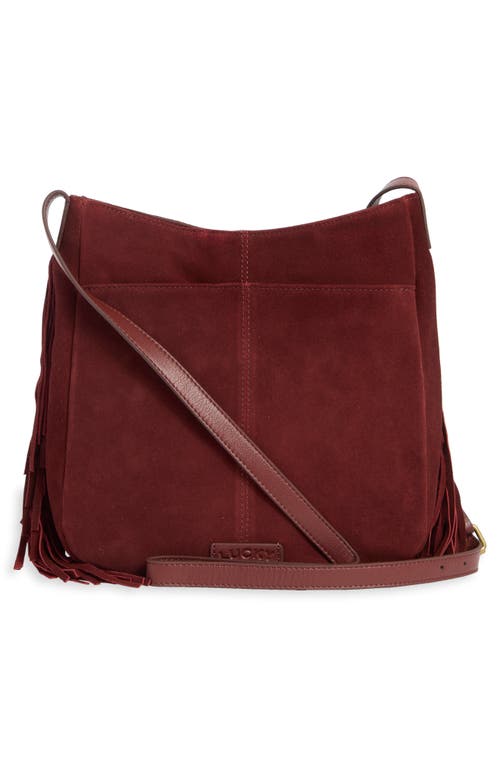 Lucky Brand Bran Nyra Suede Fringe Crossbody Bag In Red