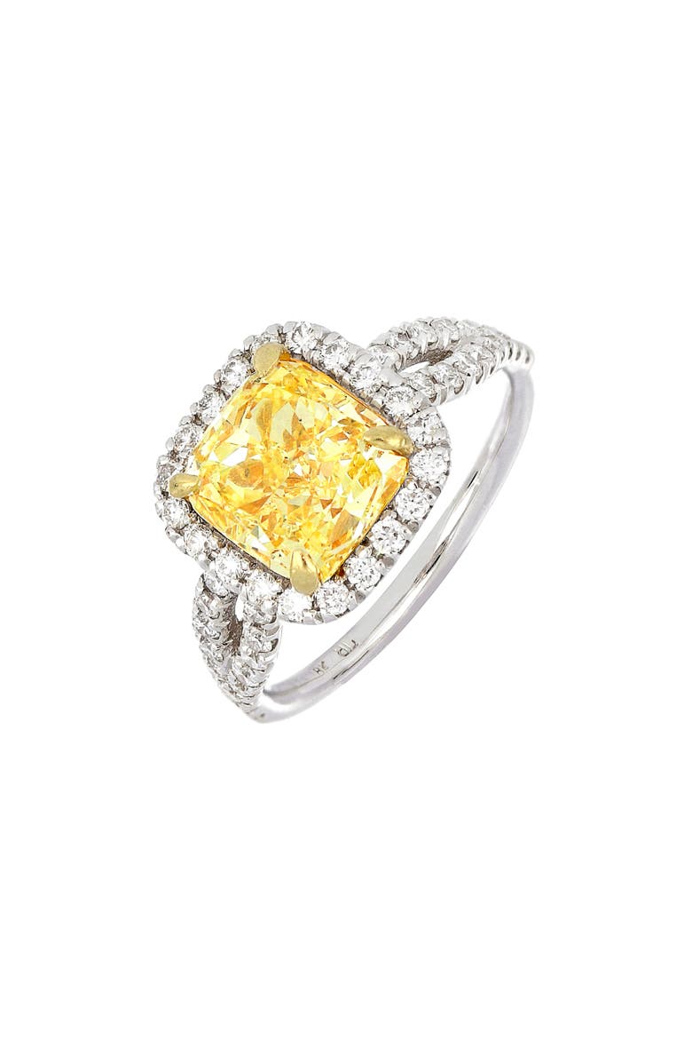Cushion Yellow Diamond Halo Ring (Nordstrom Exclusive), Main, color, YELLOW DIAMOND/ WHITE AND YELL