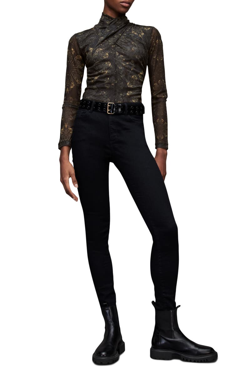 AllSaints Tia Gloria Long Sleeve Mesh Top, Alternate, color, 