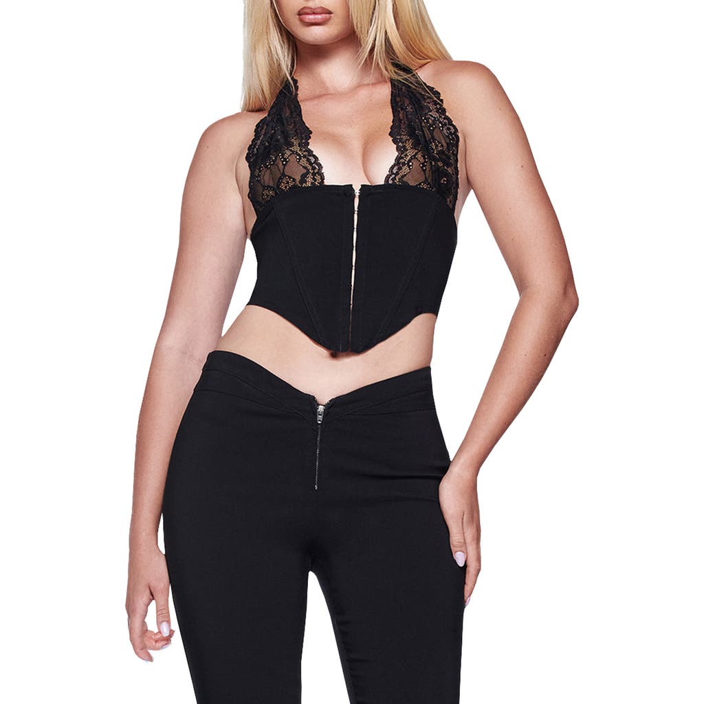 I.am.gia Ellena Lace Trim Corset Top In Black