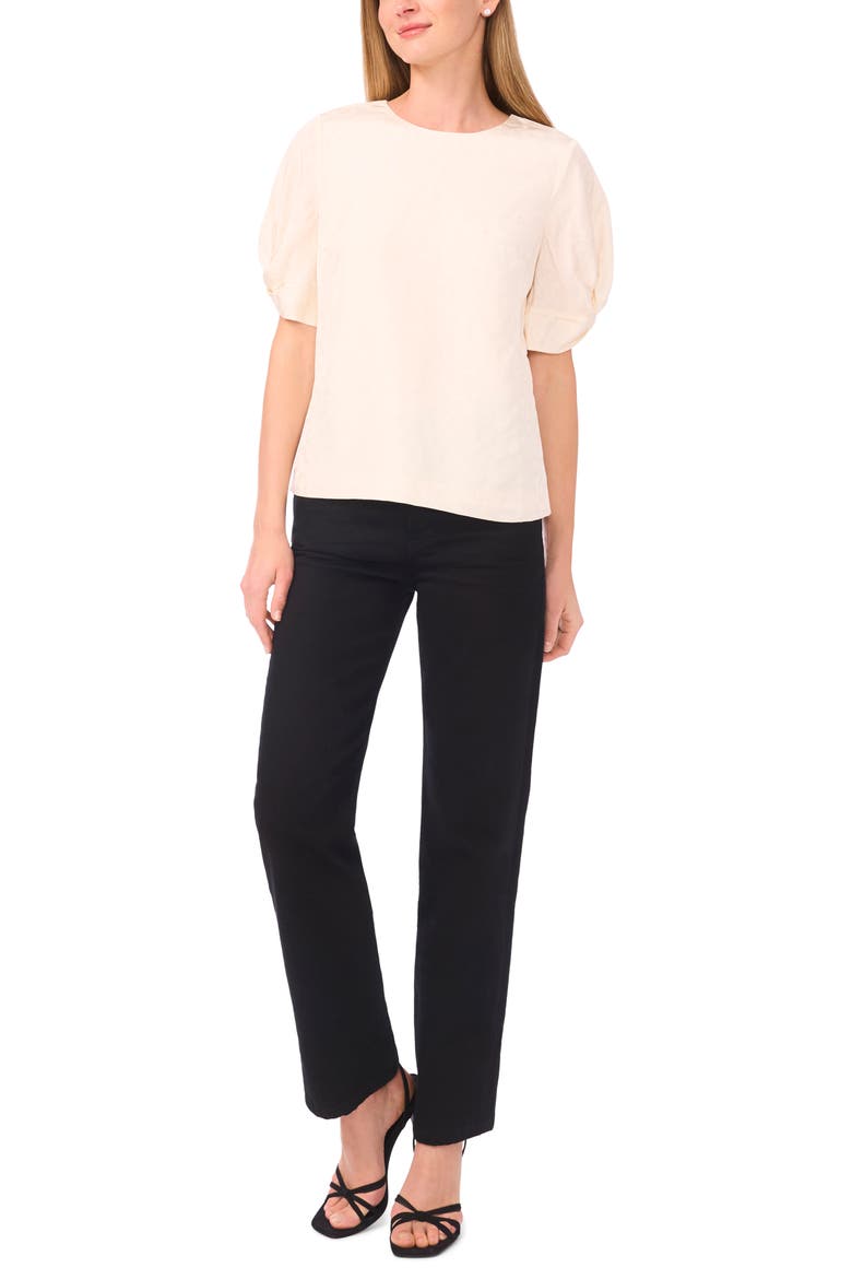 Chloe Puff Sleeve Jacquard Top, Alternate, color, VANILLA ICE