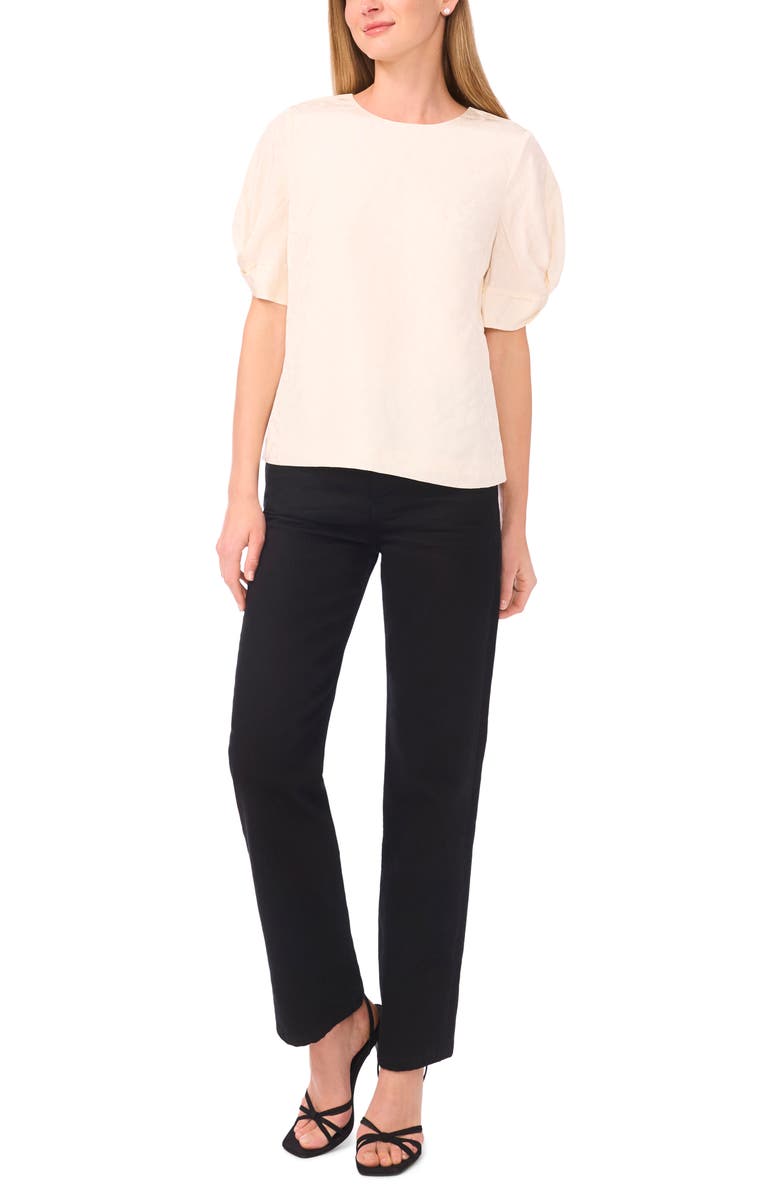 Ted Baker Chloe Puff Sleeve Jacquard Top, Alternate, color, Vanilla Ice