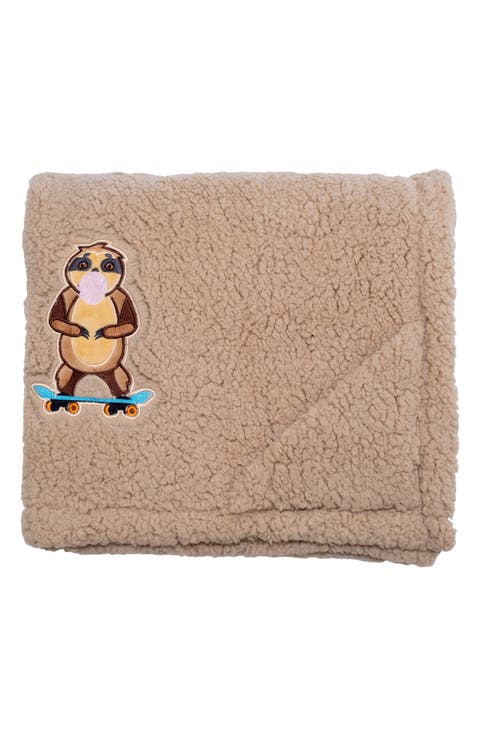 Skating Sloth Reversible Fleece Baby Blanket