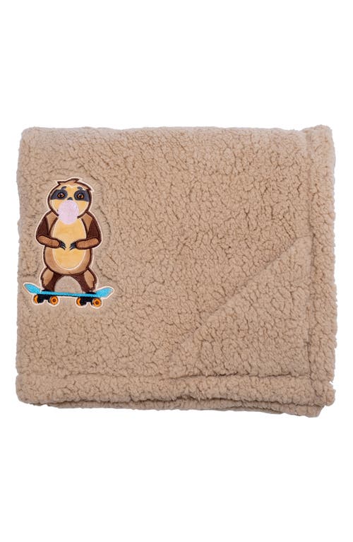 Mimish Skating Sloth Reversible Fleece Baby Blanket In Yellow