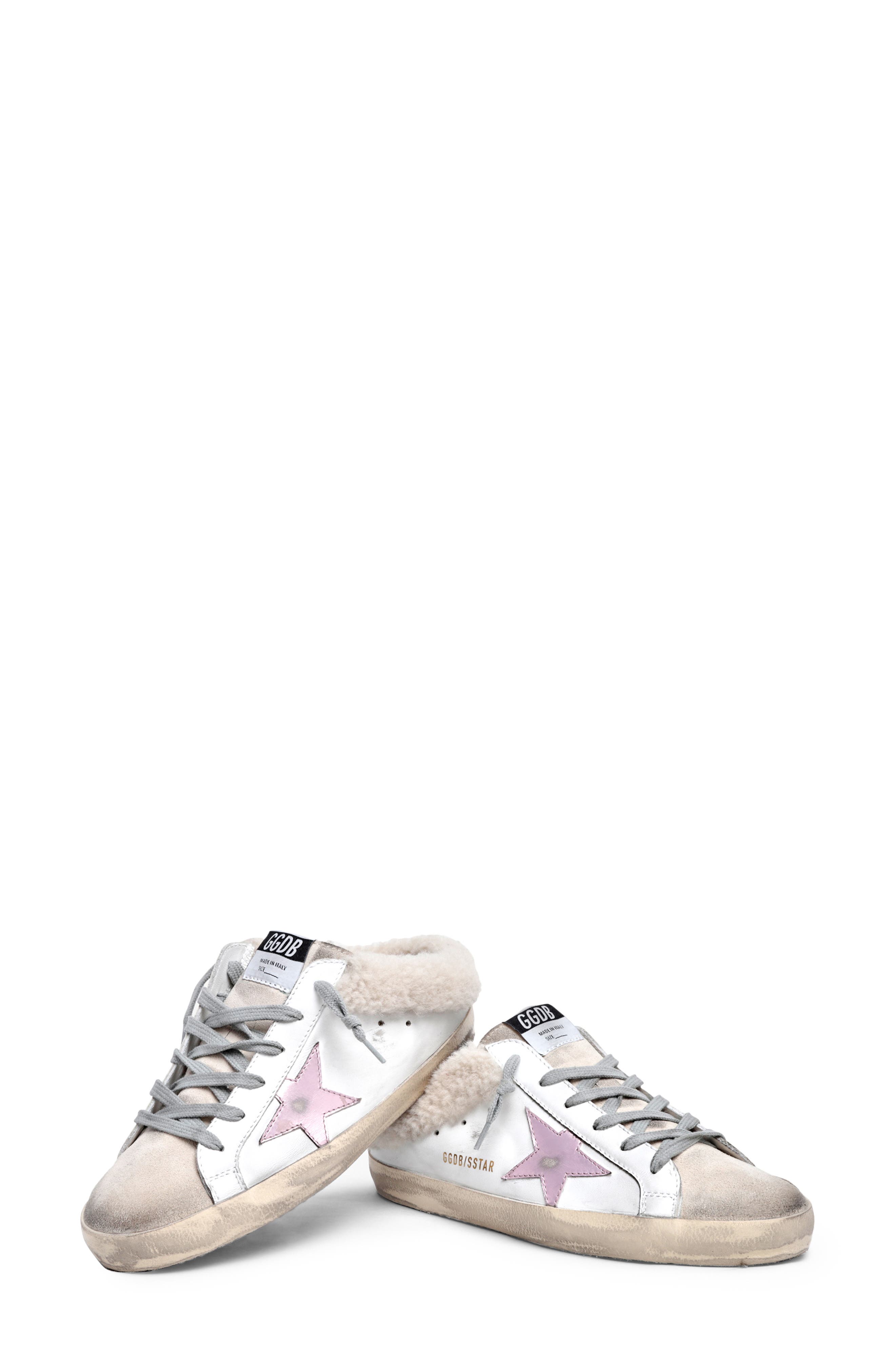 Golden Goose Super-Star Sabot Genuine Shearling Sneaker, Alternate, color, 