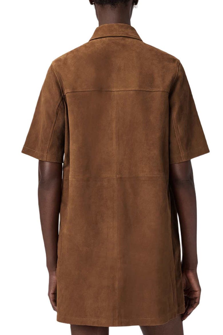 Rock Western Leather Mini Shirtdress, Alternate, color, SUGAR BROWN