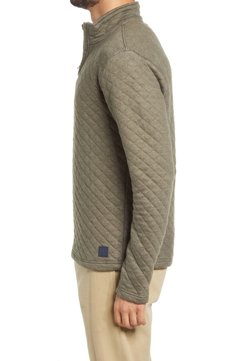 Men's Quilted Quarter Zip Pullover, Alternate, color, DARK OLIVE HEATHER
