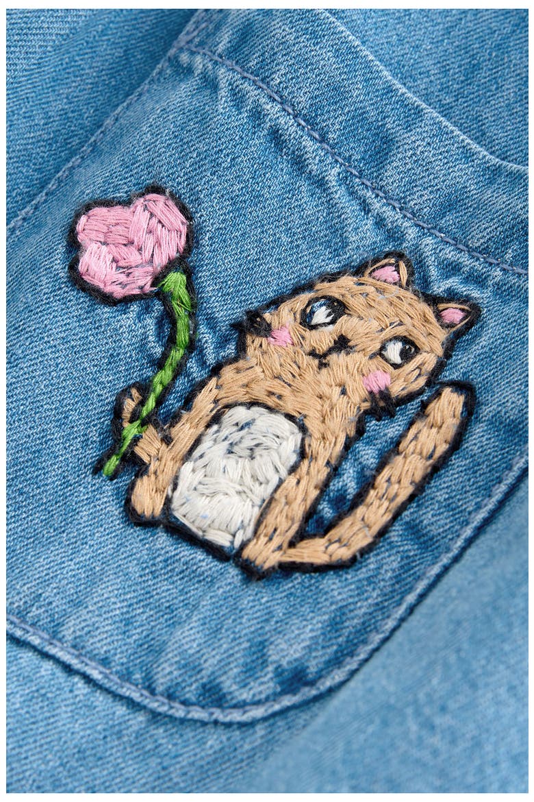 Embroidered Denim Dress, Alternate, color, BLUE