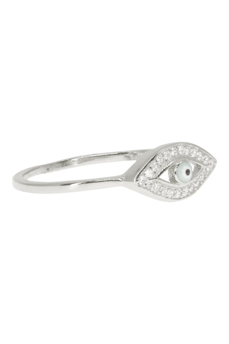 Evil Eye Pavé Ring, Alternate, color, SILVER