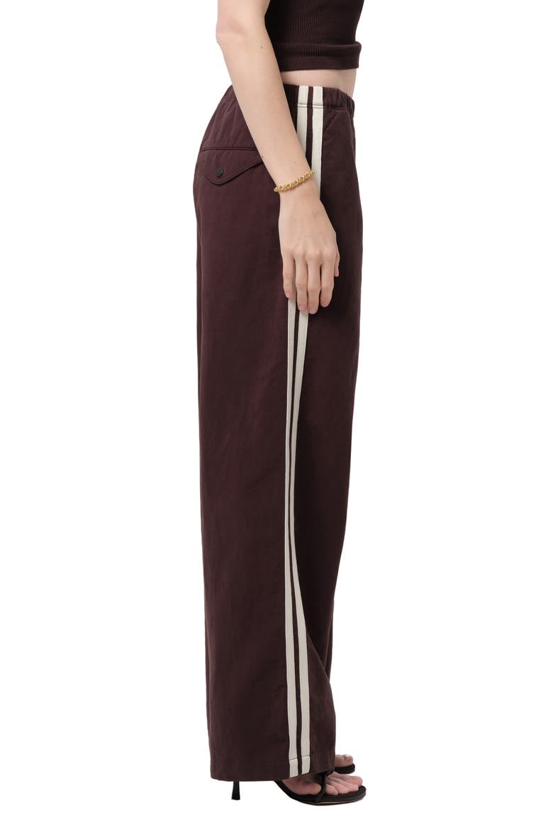 Aurora Side Stripe Cotton & Linen Track Pants, Alternate, color, CHOCOLATE BROWN