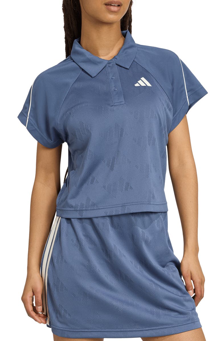 adidas Stadium 3-Stripes Tennis Jacquard Polo, Main, color, Preloved Ink/ Off White