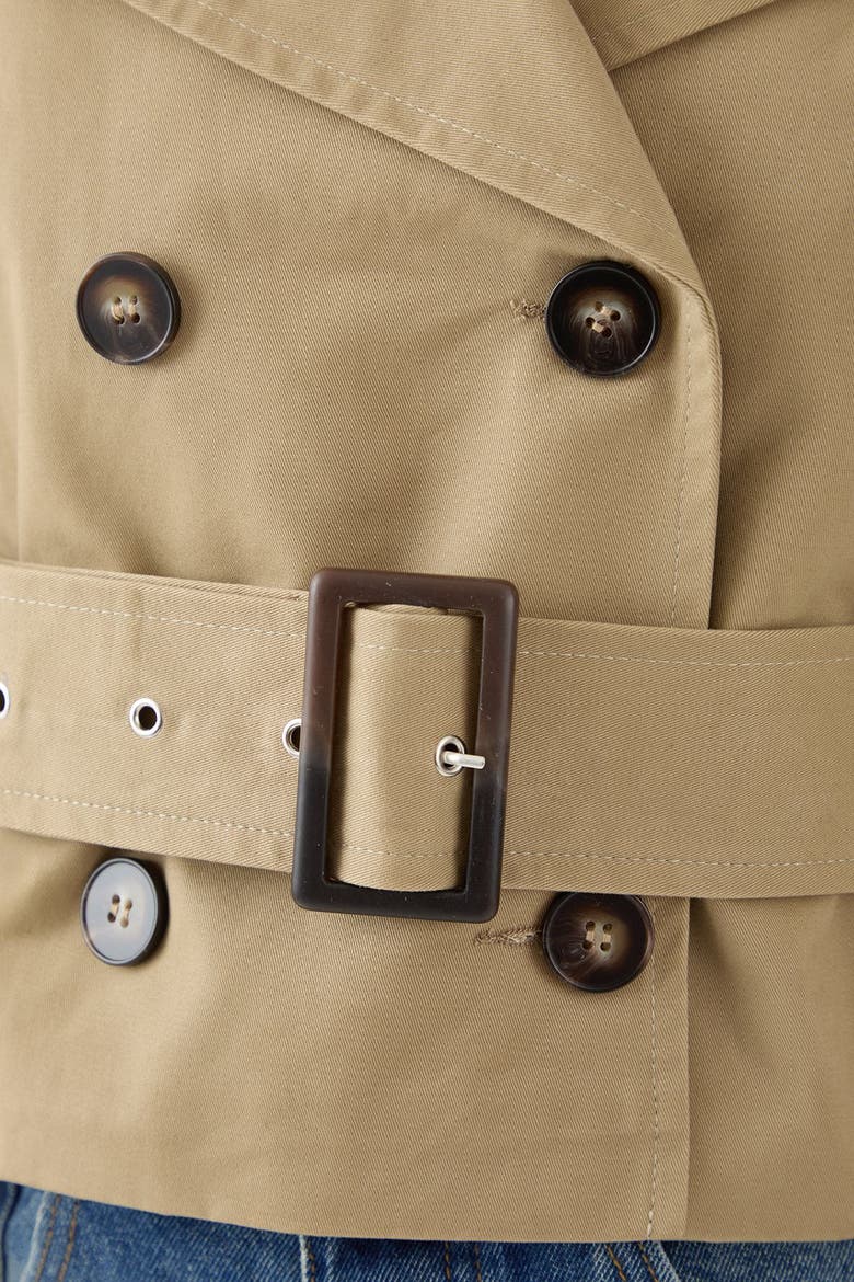 Tailored Cropped Trench Coat, Alternate, color, Stone