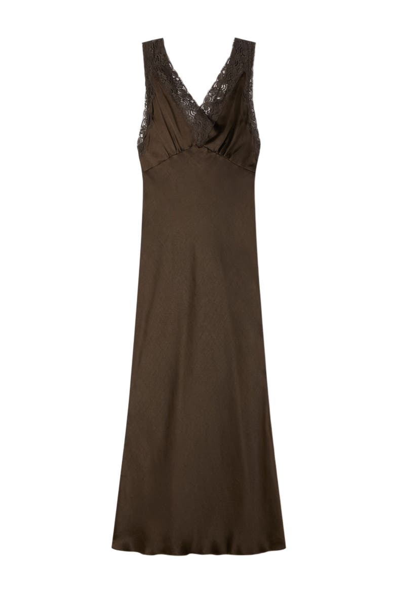 Lace collar maxi dress, Alternate, color, Brown