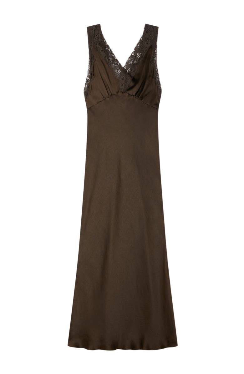 SANDRO Lace collar maxi dress, Alternate, color, Brown