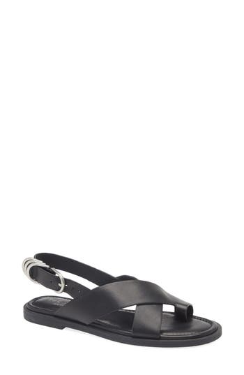 Rag & Bone Gia Leather Toe-loop Slingback Sandals In Black