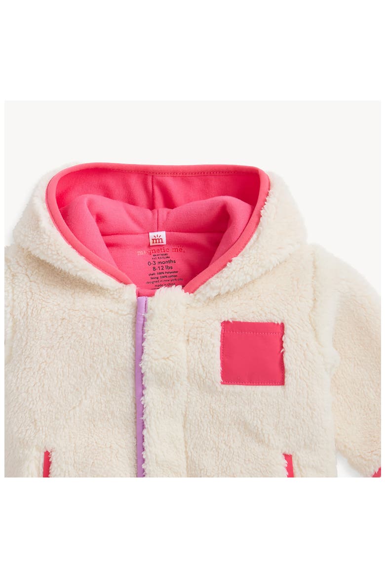 Gentle High Pile Fleece Hooded Magnetic Jacket, Alternate, color, BEIGE