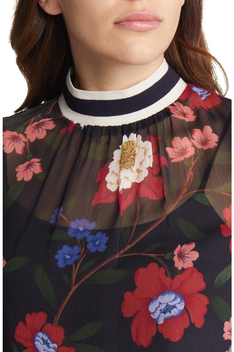 Eloise Sheer Blouse, Alternate, color, UTILITY BLUE MULTI