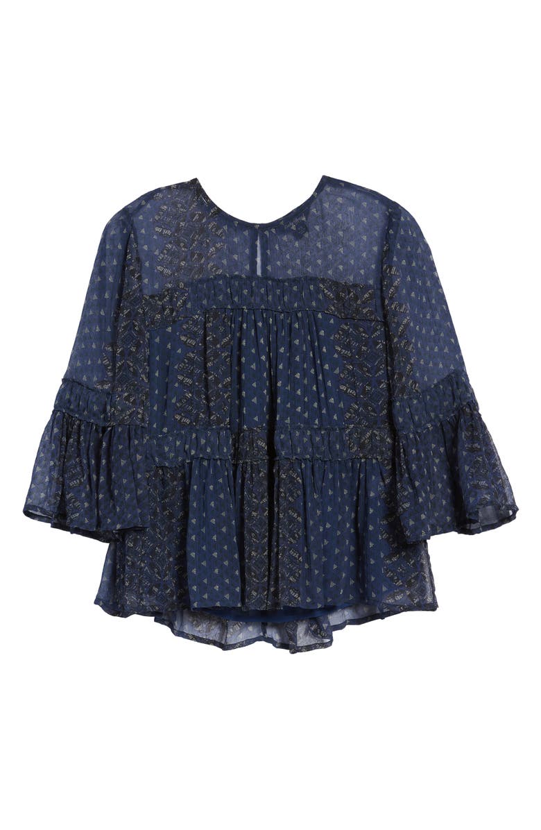 Lucky Brand Shirred Peasant Top, Alternate, color, 