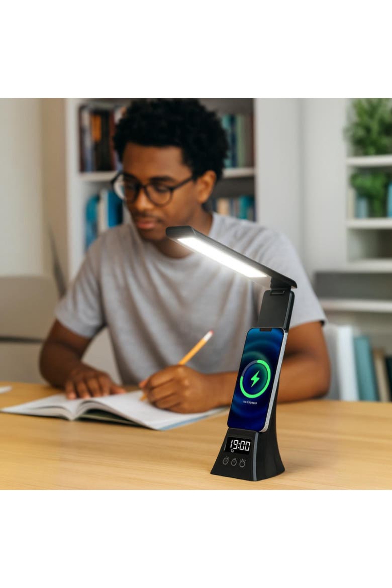 Smart Power & Productivity Bundle 3-in-1 LED Desk Lamp & 5-in-1 Wireless Charging Station, Alternate, color, Black