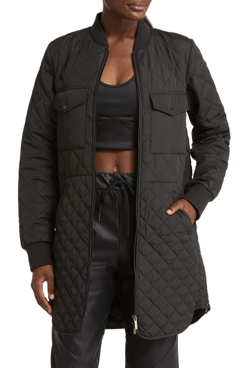 Quilted Recycled Polyester Jacket, Main, color, BLACK