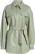 Sanctuary Faux Leather Belted Shirt Jacket