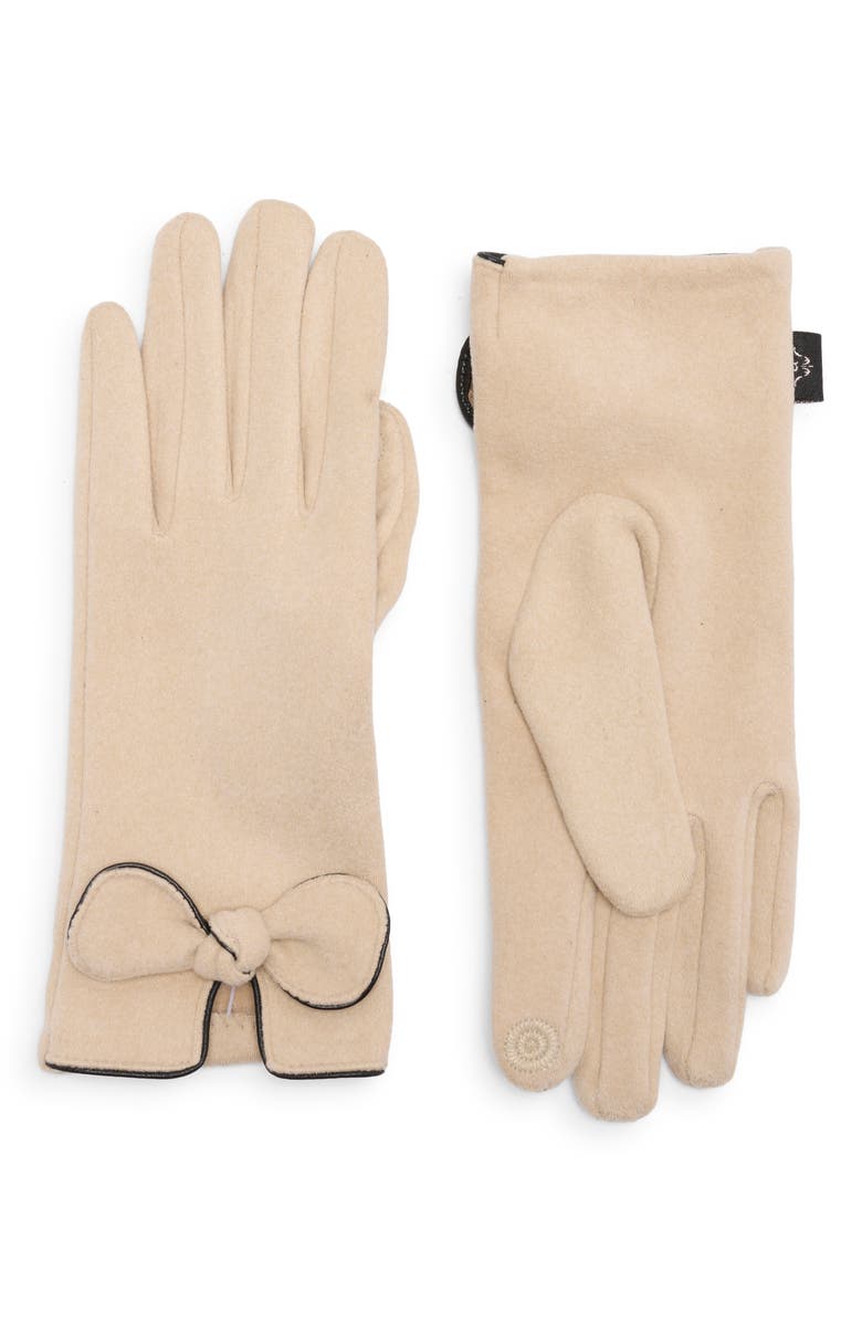 Nanette Lepore Bow Cuff Gloves, Main, color, Winter White