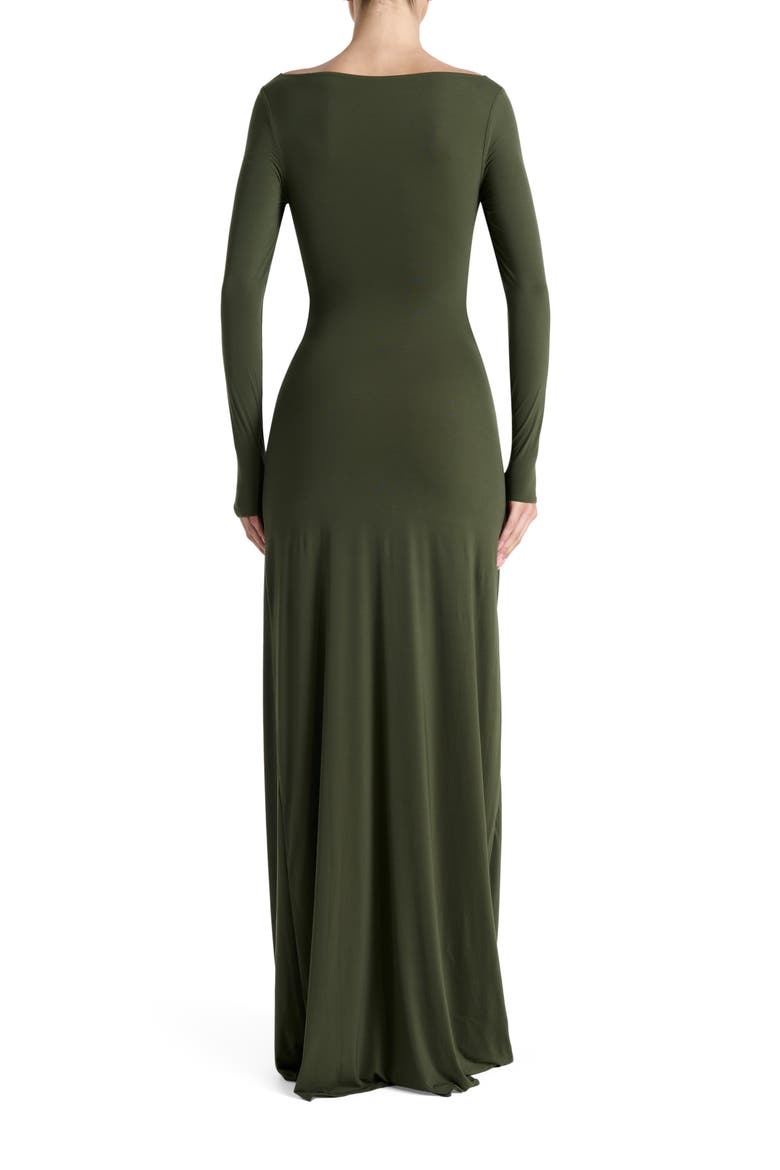 Tie Waist Long Sleeve Maxi Dress, Alternate, color, DARK OLIVE