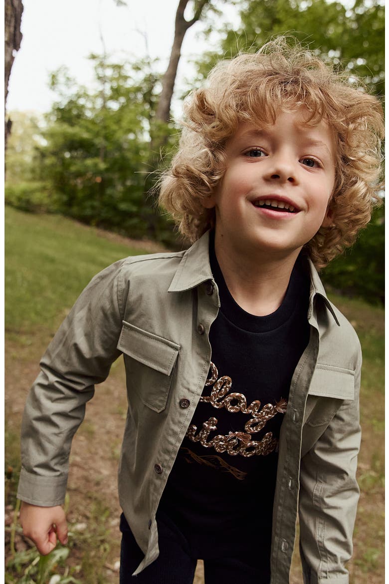 Kids' Play Outside Cord Appliqué Knit Top, Alternate, color, BLACK