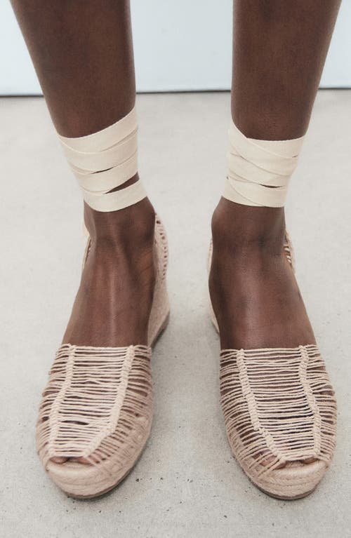 Mango Ankle Wrap Espadrille Wedge Sandal In Nude