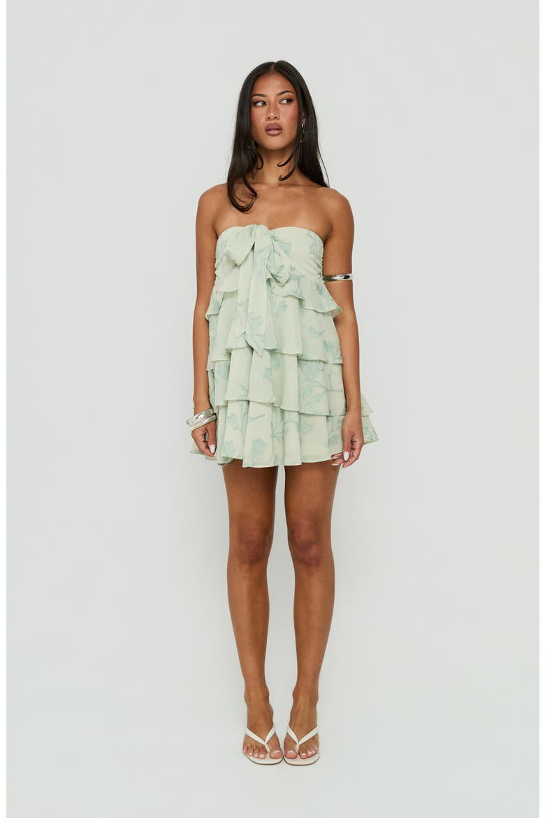 Kalari Strapless Tiered Minidress, Alternate, color, SOFT GREEN
