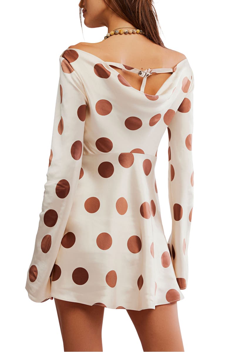 Free People Tigre Polka Dot Long Sleeve Satin Minidress, Alternate, color, Tea Combo