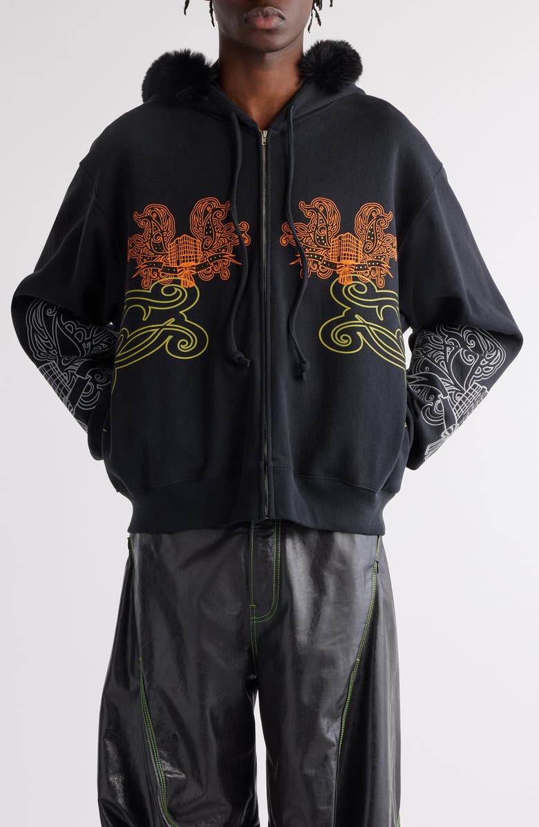 Acne Studios Floragatan 13 Appliqué Zip-Up Hoodie, Main, color,
