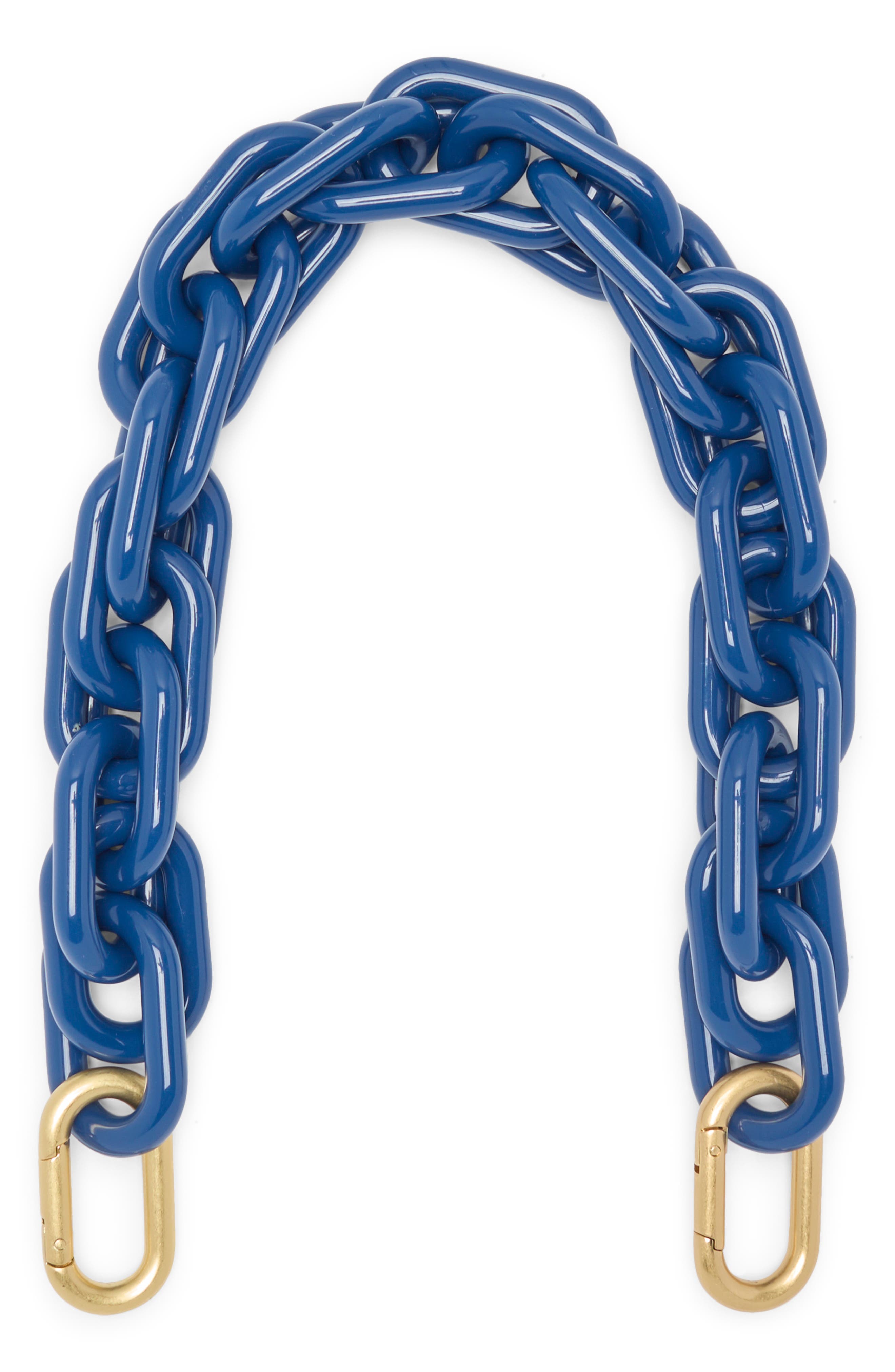 Clare V. Resin Chain Link Shortie Strap, Main, color, French Blue
