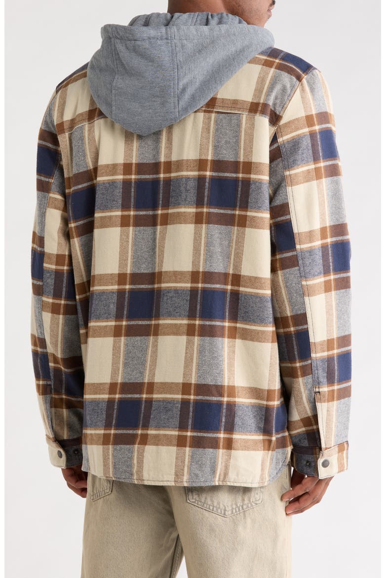 Plaid Faux Shearling Lined Hooded Shirt Jacket, Alternate, color, BRITISH TAN