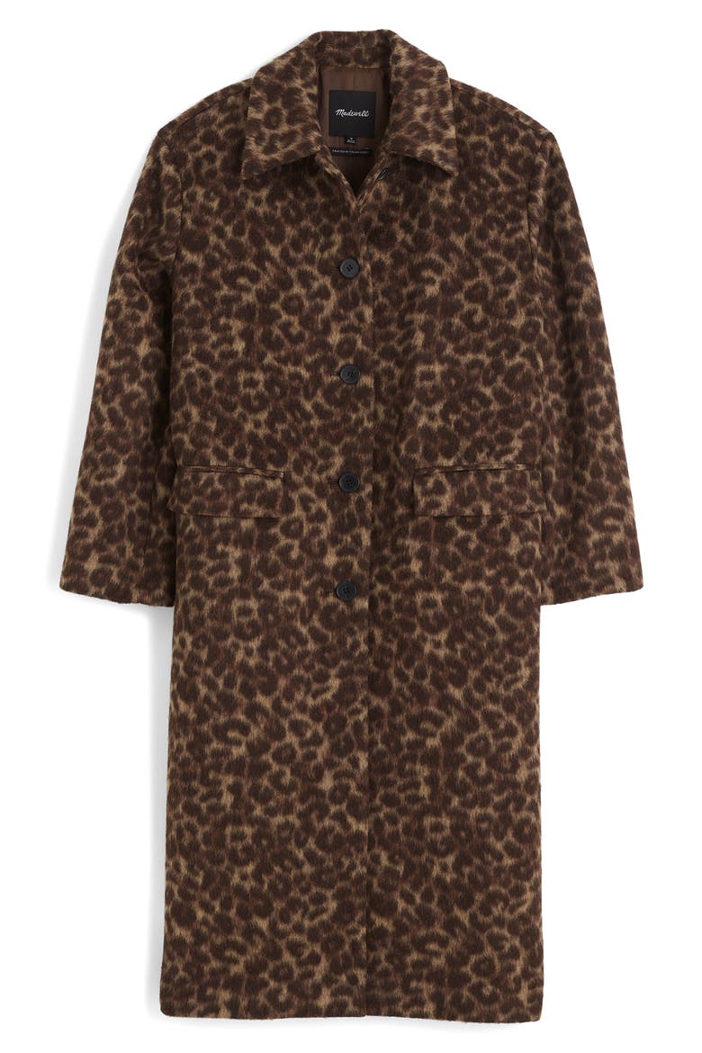 Single Breasted Leopard Print Trench Coat, Alternate, color, BRUSHED LEOPARD