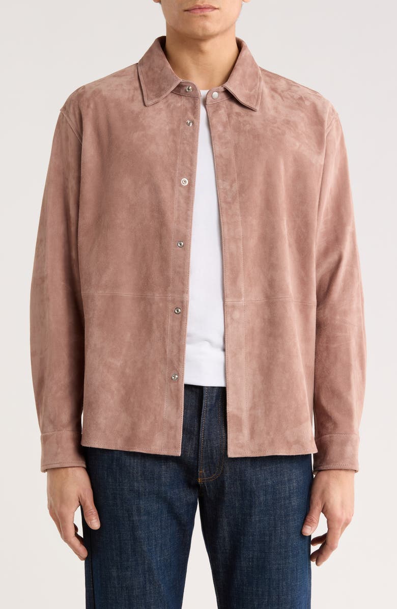 FRAME Suede Shirt Jacket, Main, color, Smoky Mauve