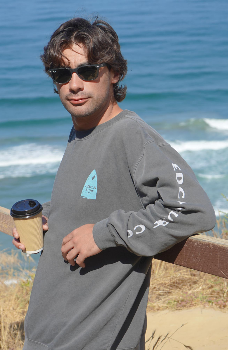 Everyday California Beater Board Crewneck Sweatshirt, Alternate, color, Grey