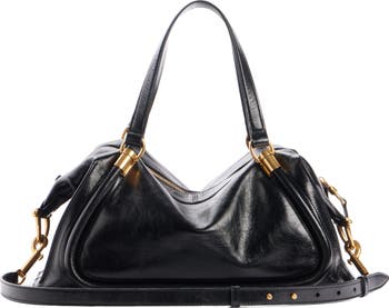 【関税&送料込】Chloe Black Leather Paraty 24 Shopping Bag Chloé Small Paraty 24 Bag in Shiny Leather in Black | Chloé HK