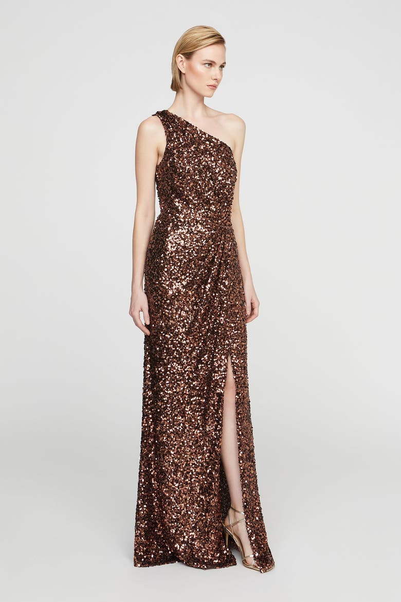 Lexi Sequin Gown, Alternate, color, Copper Confetti